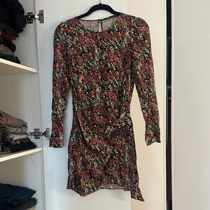 Zara Multicolor Floral Long Sleeve Mini Dress